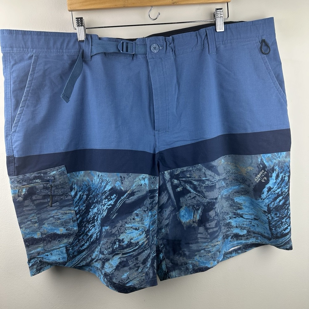 Realtree Fishing Shorts Mens 3XL 48/50 Blue Camo Performance Hybrid Outdoor